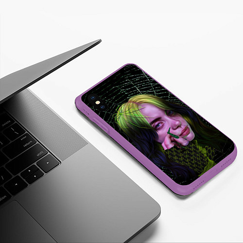 Чехол iPhone XS Max матовый ПАУТИНА / 3D-Фиолетовый – фото 3