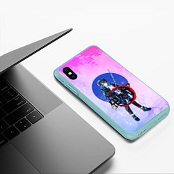 Чехол iPhone XS Max матовый Клинок рассекающий демонов, цвет: 3D-мятный — фото 2