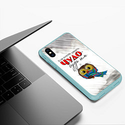 Чехол iPhone XS Max матовый Чудо, цвет: 3D-мятный — фото 2