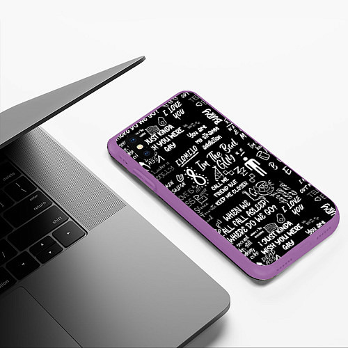 Чехол iPhone XS Max матовый BILLIE EILISH BLACK / 3D-Фиолетовый – фото 3