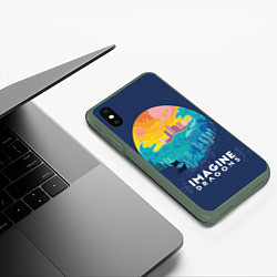 Чехол iPhone XS Max матовый Imagine Dragons, цвет: 3D-темно-зеленый — фото 2