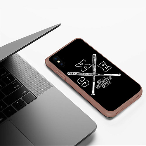 Чехол iPhone XS Max матовый Straight edge / 3D-Коричневый – фото 3