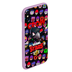 Чехол iPhone XS Max матовый BRAWL STARS CROW, цвет: 3D-сиреневый — фото 2