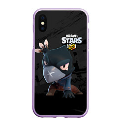 Чехол iPhone XS Max матовый Brawl Stars Crow Ворон, цвет: 3D-сиреневый