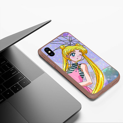 Чехол iPhone XS Max матовый Sailor Moon / 3D-Коричневый – фото 3