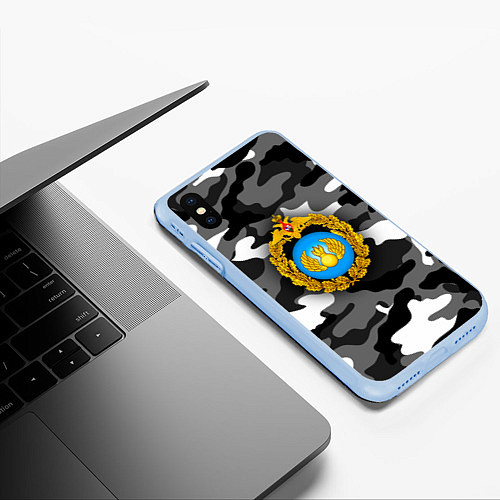 Чехол iPhone XS Max матовый ВДВ / 3D-Голубой – фото 3