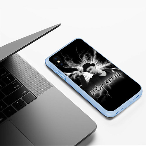 Чехол iPhone XS Max матовый Егор Крид / 3D-Голубой – фото 3