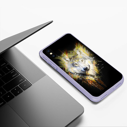 Чехол iPhone XS Max матовый Волчий тотем / 3D-Светло-сиреневый – фото 3