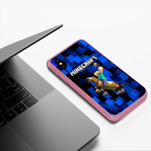 Чехол iPhone XS Max матовый MINECRAFT / 3D-Малиновый – фото 3