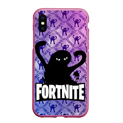 Чехол iPhone XS Max матовый ЪУЪ FORTNITE, цвет: 3D-малиновый