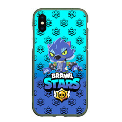 Чехол iPhone XS Max матовый Brawl stars leon shark