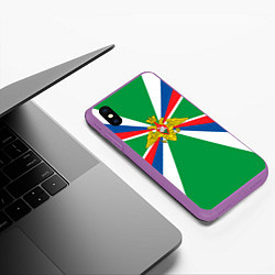 Чехол iPhone XS Max матовый Пограничные Войска, цвет: 3D-фиолетовый — фото 2