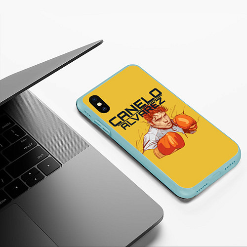 Чехол iPhone XS Max матовый Canelo Alvarez / 3D-Мятный – фото 3