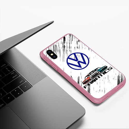 Чехол iPhone XS Max матовый Volkswagen / 3D-Малиновый – фото 3