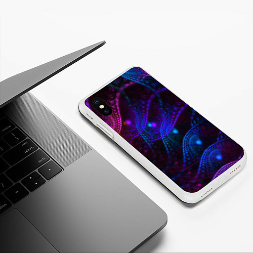 Чехол iPhone XS Max матовый NEON FRACTAL / 3D-Белый – фото 3