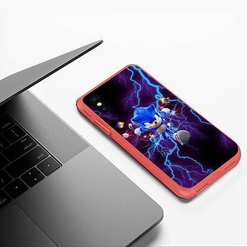 Чехол iPhone XS Max матовый SONIC / 3D-Красный – фото 3