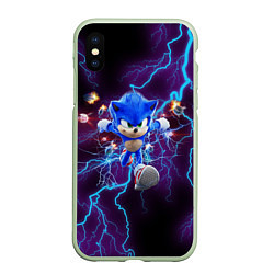 Чехол iPhone XS Max матовый SONIC, цвет: 3D-салатовый