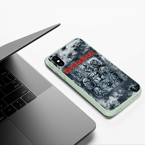 Чехол iPhone XS Max матовый Iron Maiden / 3D-Салатовый – фото 3