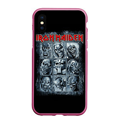 Чехол iPhone XS Max матовый Iron Maiden, цвет: 3D-малиновый