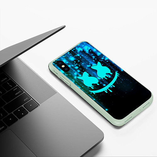 Чехол iPhone XS Max матовый Marshmello / 3D-Салатовый – фото 3