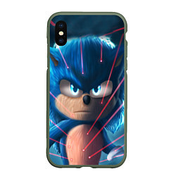 Чехол iPhone XS Max матовый SONIC, цвет: 3D-темно-зеленый