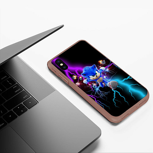 Чехол iPhone XS Max матовый SONIC / 3D-Коричневый – фото 3