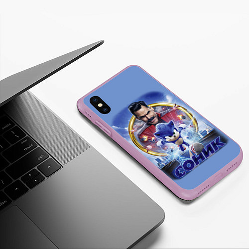 Чехол iPhone XS Max матовый SONIC / 3D-Сиреневый – фото 3