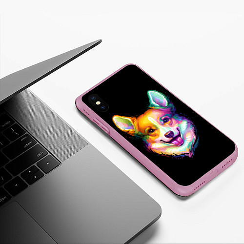 Чехол iPhone XS Max матовый Корги / 3D-Розовый – фото 3