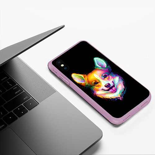 Чехол iPhone XS Max матовый Корги / 3D-Сиреневый – фото 3