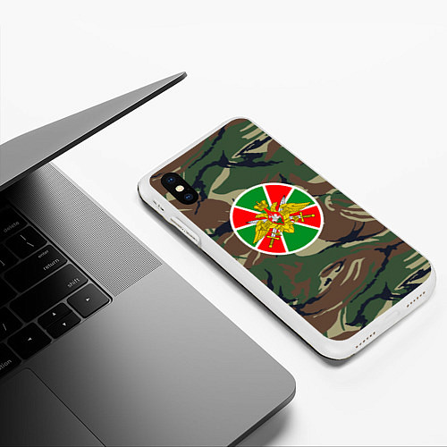 Чехол iPhone XS Max матовый Пограничные Войска / 3D-Белый – фото 3