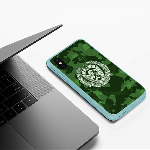 Чехол iPhone XS Max матовый Пограничные Войска / 3D-Мятный – фото 3