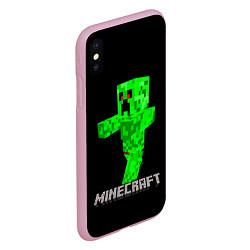 Чехол iPhone XS Max матовый MINECRAFT CREEPER, цвет: 3D-розовый — фото 2