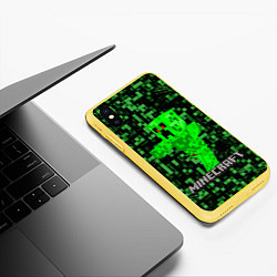 Чехол iPhone XS Max матовый MINECRAFT CREEPER, цвет: 3D-желтый — фото 2