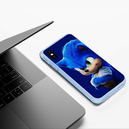 Чехол iPhone XS Max матовый SONIC / 3D-Голубой – фото 3