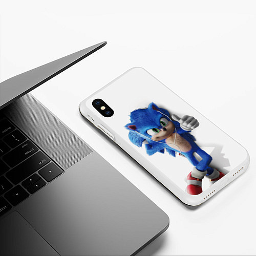 Чехол iPhone XS Max матовый SONIC / 3D-Белый – фото 3