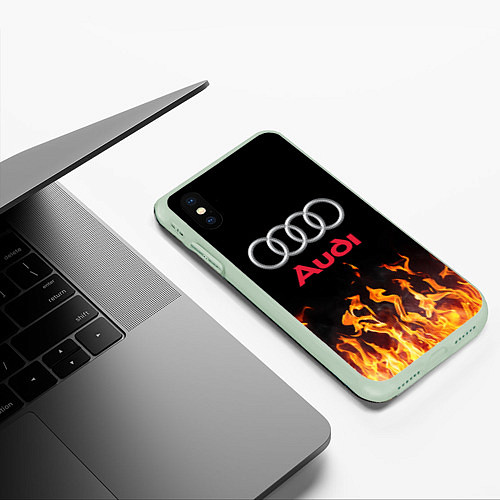 Чехол iPhone XS Max матовый AUDI / 3D-Салатовый – фото 3