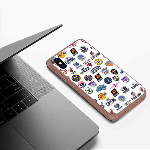 Чехол iPhone XS Max матовый NBA Pattern / 3D-Коричневый – фото 3