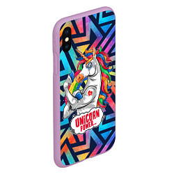 Чехол iPhone XS Max матовый Unicorn Power Единорог, цвет: 3D-сиреневый — фото 2