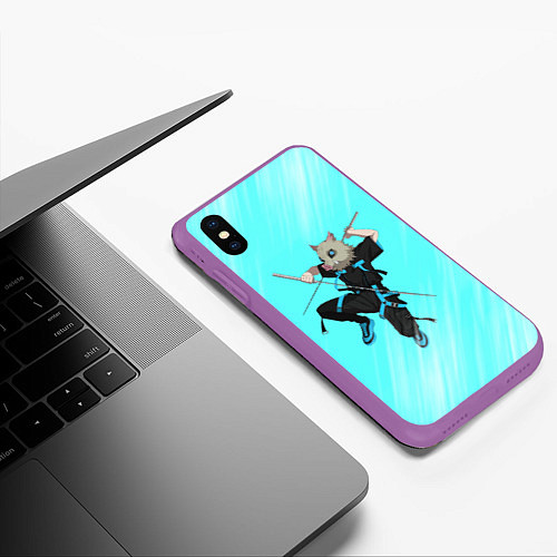 Чехол iPhone XS Max матовый KIMETSU NO YAIBA / 3D-Фиолетовый – фото 3