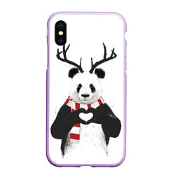 Чехол iPhone XS Max матовый Рогатый панда, цвет: 3D-сиреневый