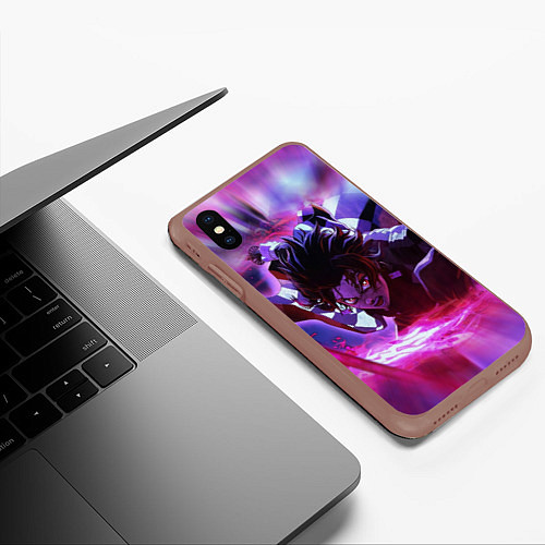 Чехол iPhone XS Max матовый KIMETSU NO YAIBA / 3D-Коричневый – фото 3