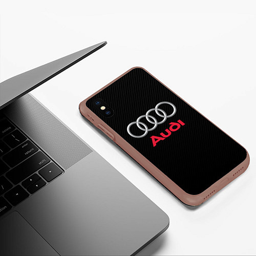 Чехол iPhone XS Max матовый AUDI / 3D-Коричневый – фото 3