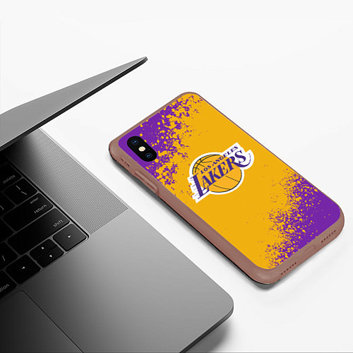 Чехол iPhone XS Max матовый LA LAKERS KOBE BRYANT / 3D-Коричневый – фото 3