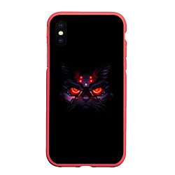 Чехол iPhone XS Max матовый Злой котик, цвет: 3D-красный
