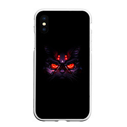 Чехол iPhone XS Max матовый Злой котик, цвет: 3D-белый