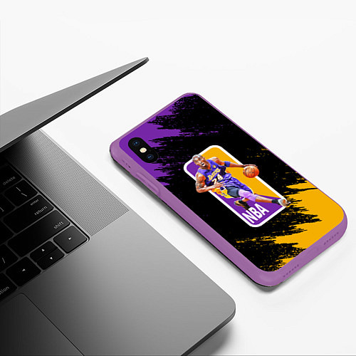 Чехол iPhone XS Max матовый LA LAKERS KOBE BRYANT / 3D-Фиолетовый – фото 3