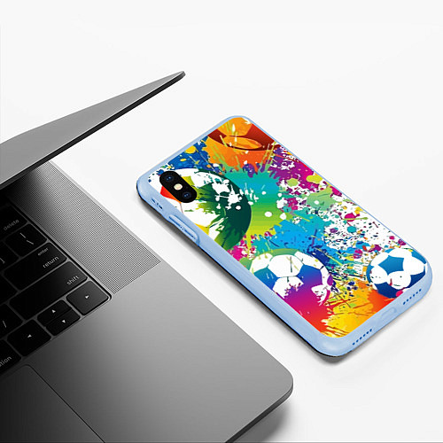 Чехол iPhone XS Max матовый Football Paints / 3D-Голубой – фото 3