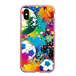 Чехол iPhone XS Max матовый Football Paints, цвет: 3D-розовый