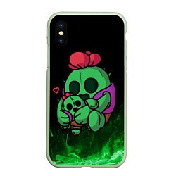 Чехол iPhone XS Max матовый Brawl stars SPIKE, цвет: 3D-салатовый