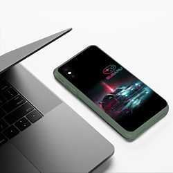Чехол iPhone XS Max матовый SUBARUСпина, цвет: 3D-темно-зеленый — фото 2